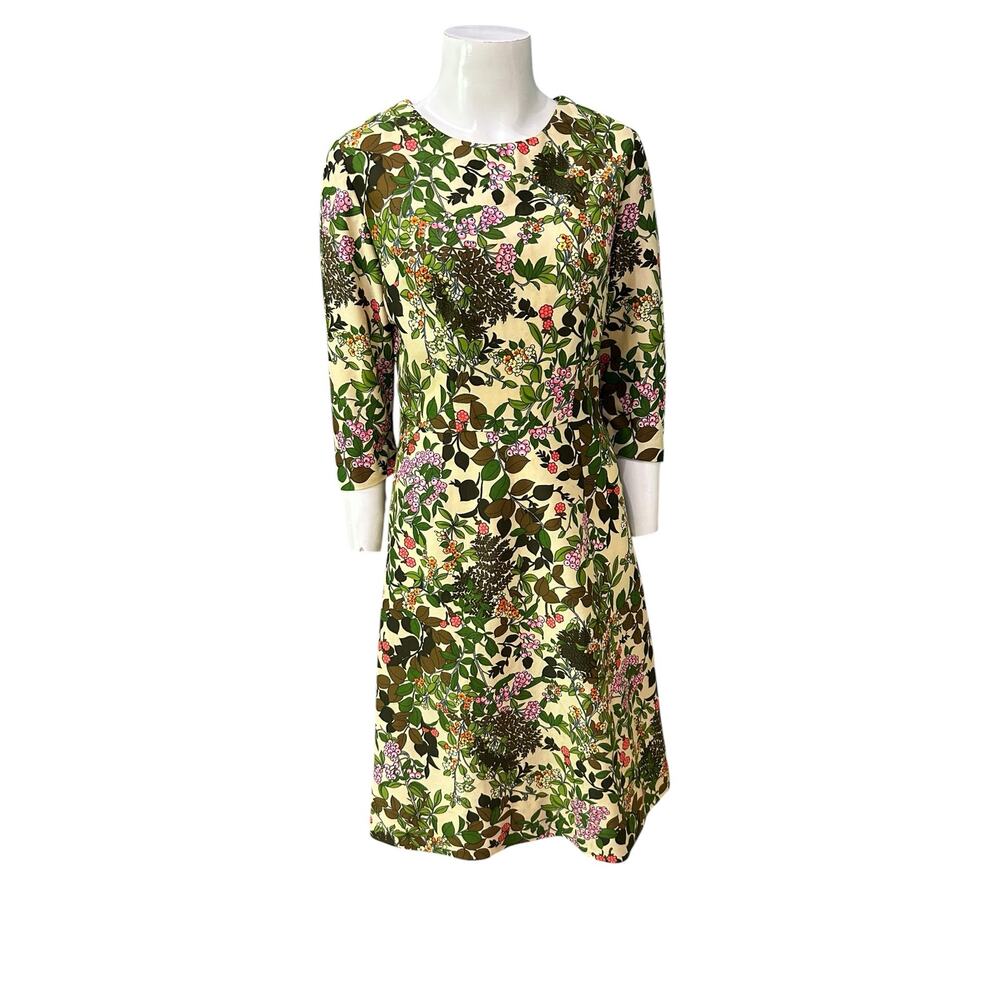 Vintage Cottagecore Botanical Floral Shift Dress Handmade 60s Style S -